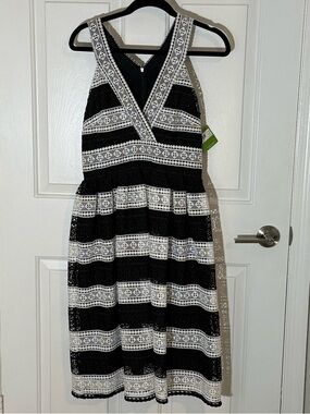 kate spade Black and White Lace Midi Dress